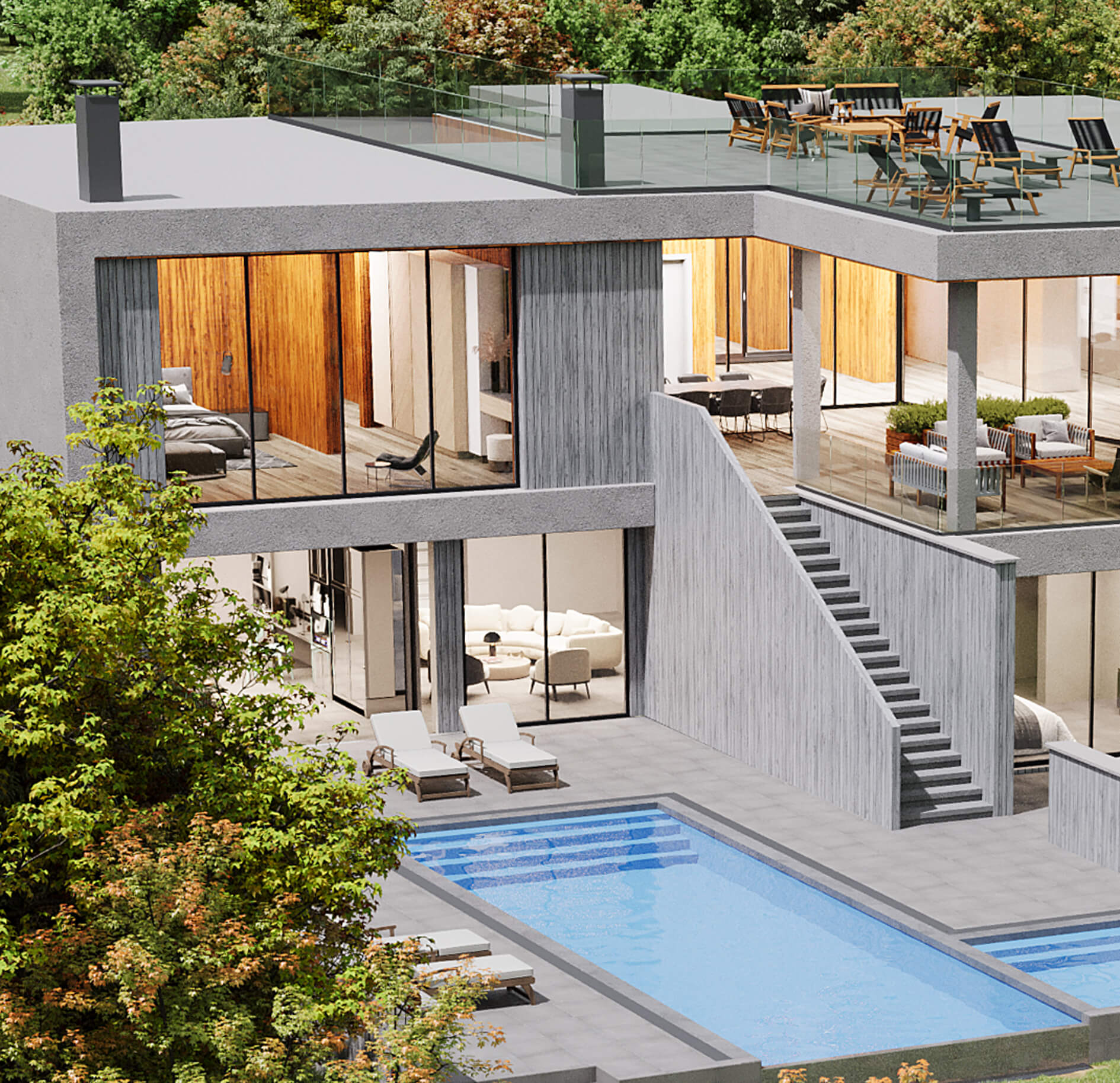 Sag Harbor Waterfront Residence Back Exterior designed by Mark Zeff